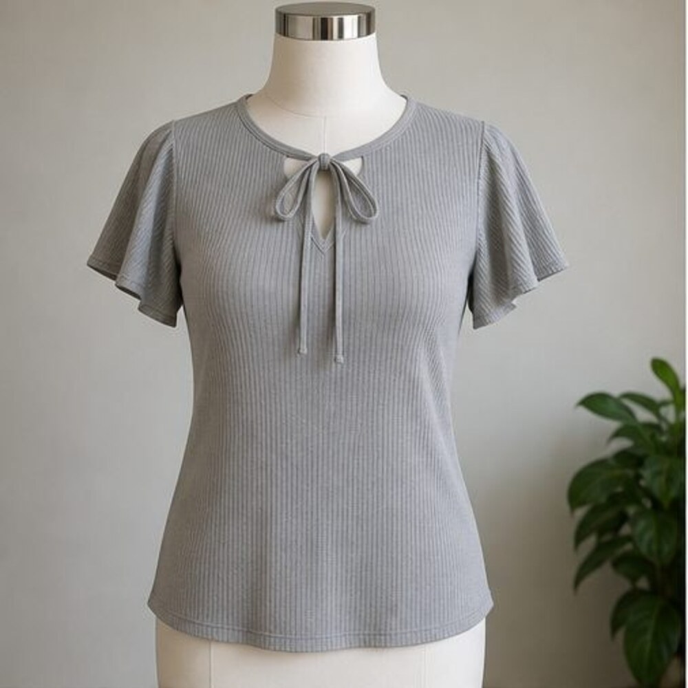 Gray Ruffle Blouse